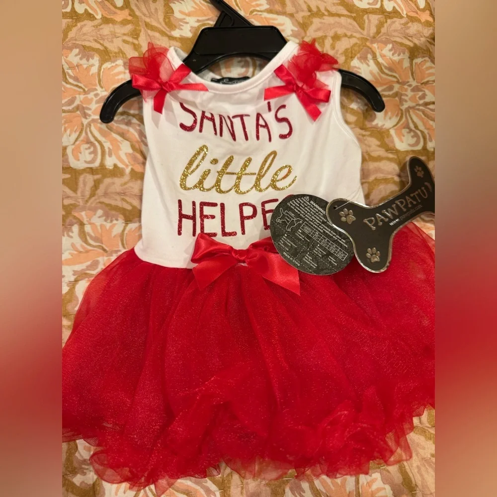 NWT “PAWPATU” ”Santa's Little Helper” Red Dress Sz M
